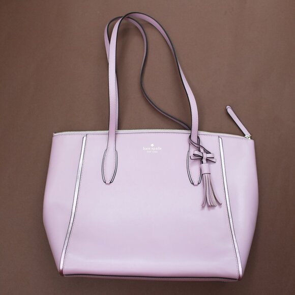 Cute Kate Lavender Lilac Leather Tote Bag - Picture 6 of 10